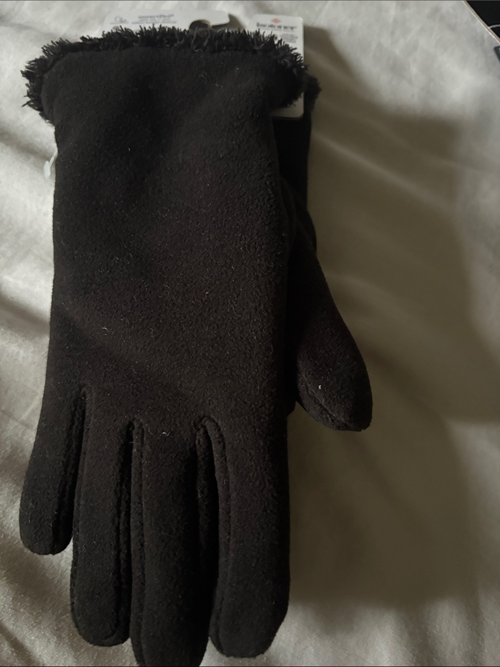 isotoner Black Fleece-Trim Women's Gloves